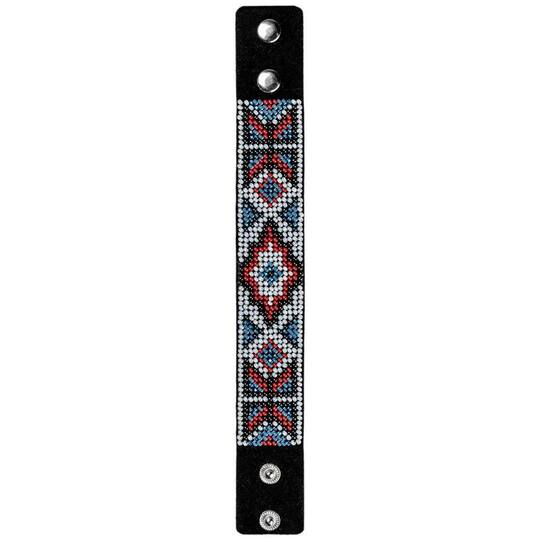 Wonderland Crafts Red & White Bead Artificial Leather Embroidery Bracelet Kit